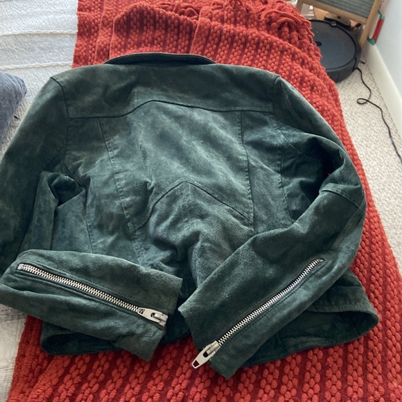 SL8 Green Suede Biker/Moto Jacket. Soft Genuine Leather. Hot hip gorgeous! Small - Picture 7 of 8